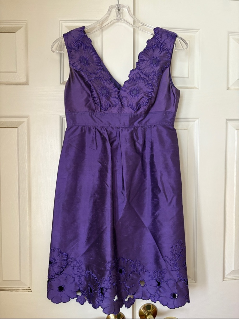 Adriana Papell silk shantung babydoll dress